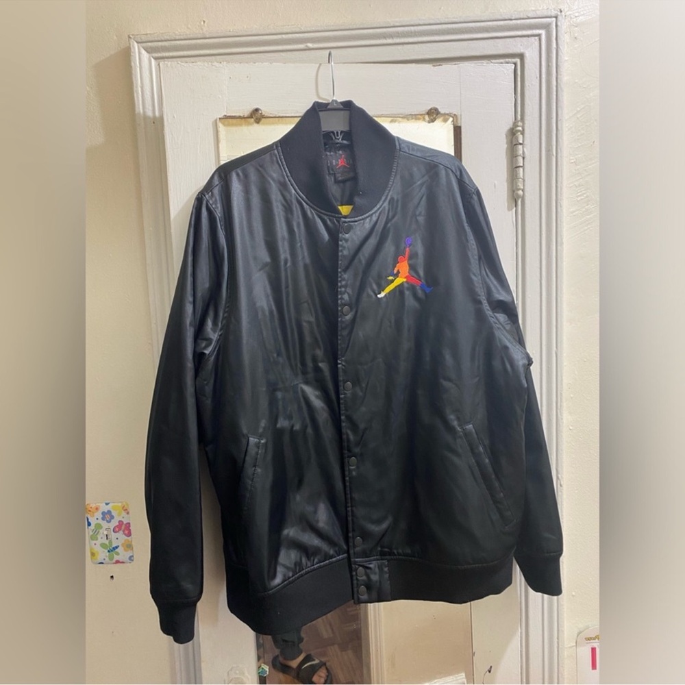Jordan Black Bomber Jacket with Multicolor Logo